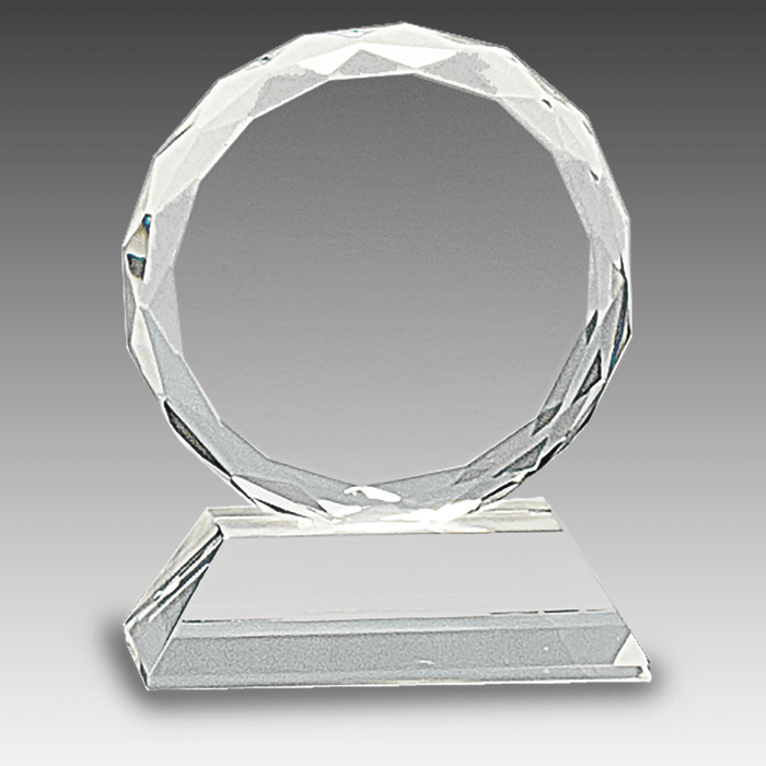 3" Round Facet Crystal on Clear Pedestal Base