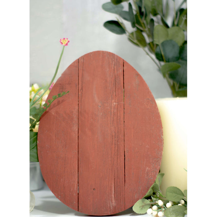 Farmhouse Red Wooden Large Egg | 9"x12"