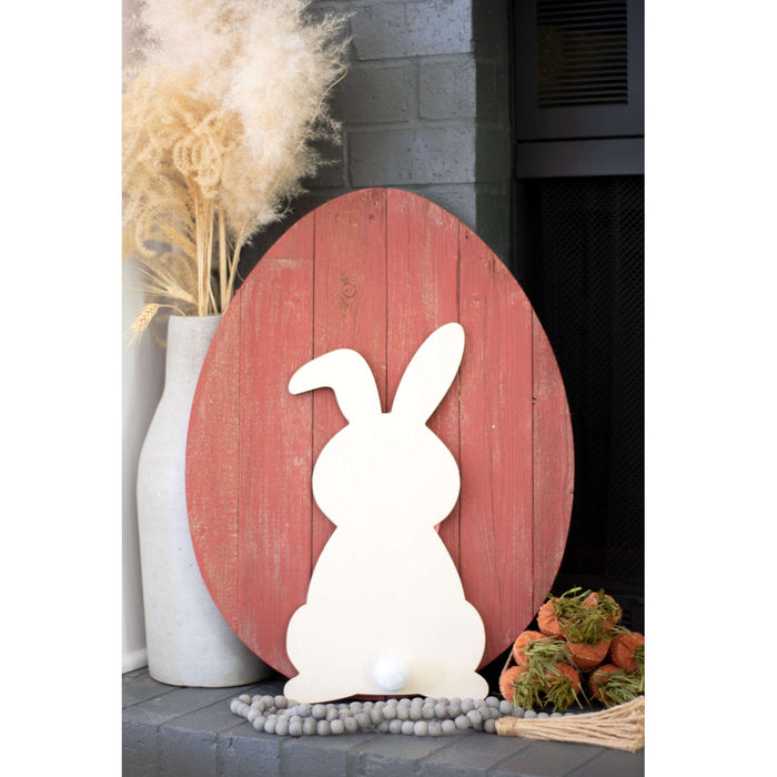 Farmhouse Red Wooden Large Egg | 9"x12"