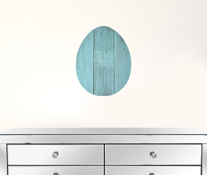 Farmhouse Turquoise Wooden Large Egg | 9"x12"