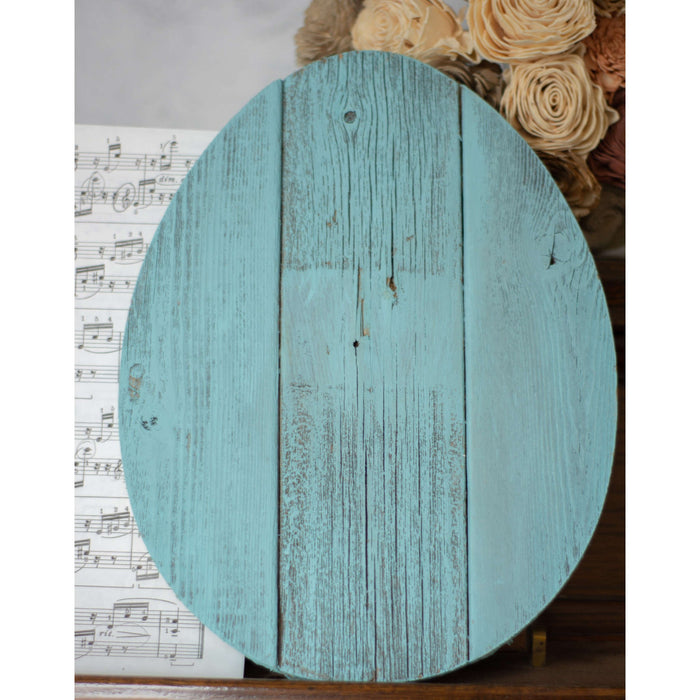 Farmhouse Turquoise Wooden Large Egg | 9"x12"