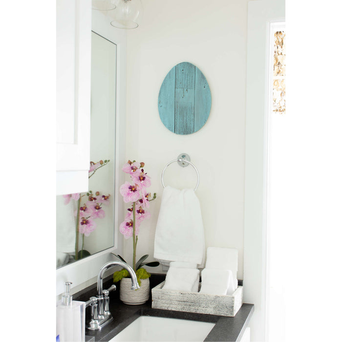 Farmhouse Turquoise Wooden Large Egg | 9"x12"