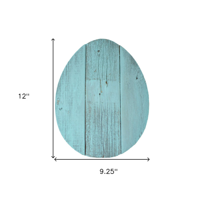 Farmhouse Turquoise Wooden Large Egg | 9"x12"