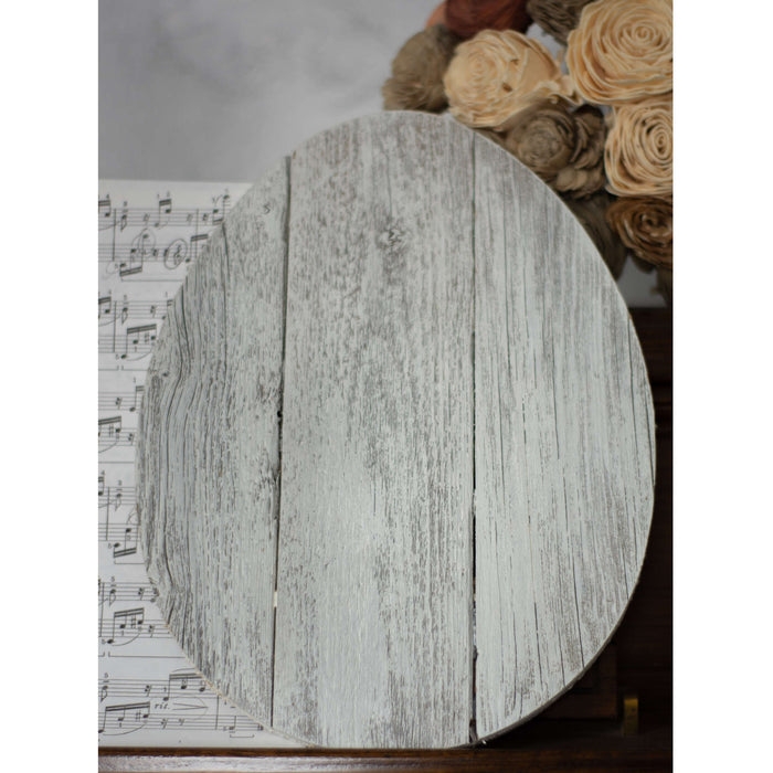 Farmhouse White Wash Wooden Large Egg | 9"x12"