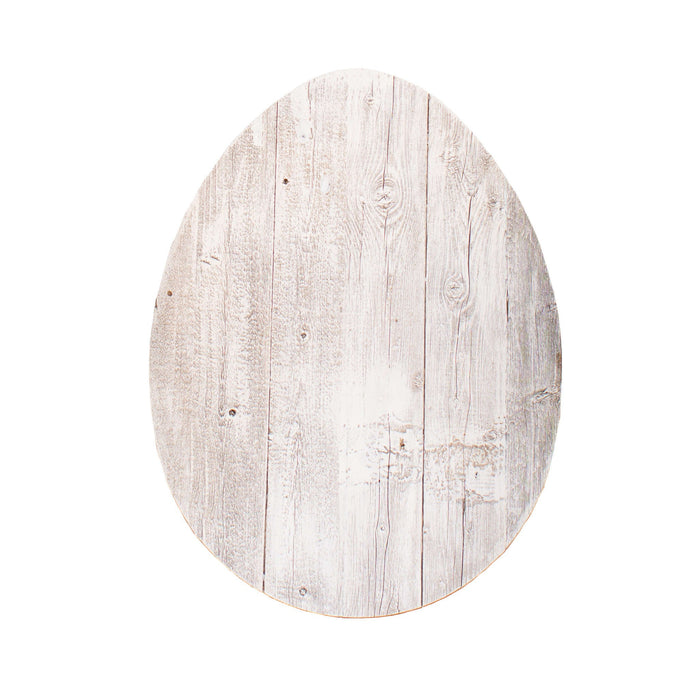 Farmhouse White Wash Wooden Large Egg | 9"x12"