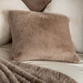 Fawn Faux Fur Throw & Cushions - winter, double, bedroom detail | Soak and Sleep