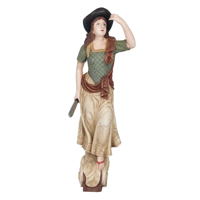 A resin figurine of Britannia, a historical figurehead often used on the bowsprit of sailing ships, depicting a woman in period clothing holding a sword.