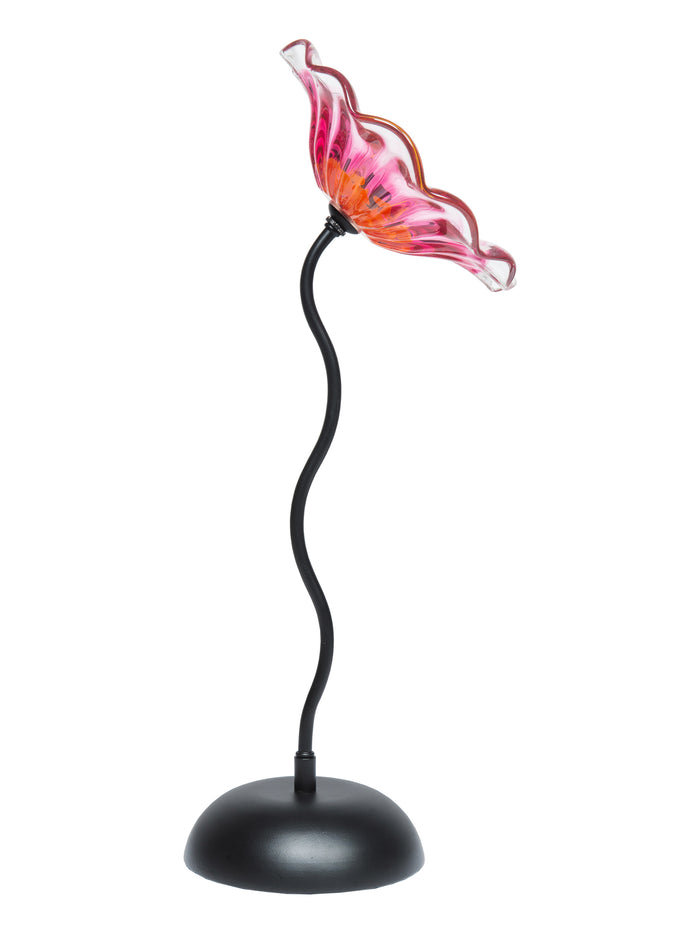 Fiore Bloom 9 Inch Pink Hand Blown Art Glass Sculpture