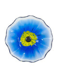 Fiore Bloom Blue Hand Blown Art Glass Wall Decor - 9 Inch