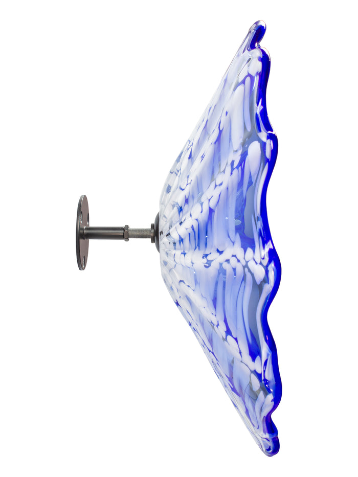 Fiore Blue Hand Blown Art Glass Wall Decor - 14 Inch