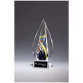 7.1" Flame Art Glass on Clear Glass Base