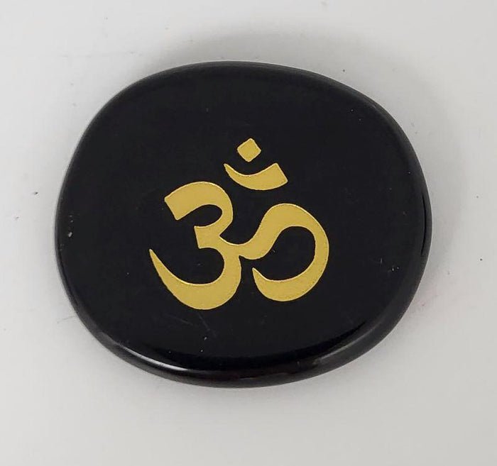 Flat, Obsidian/Black with Gold Om Symbol