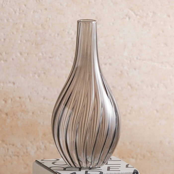 Flori Tall Bud Vase, Smoke