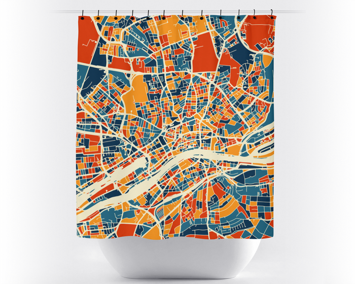 Frankfurt Map Shower Curtain - germany Shower Curtain - Chroma Series