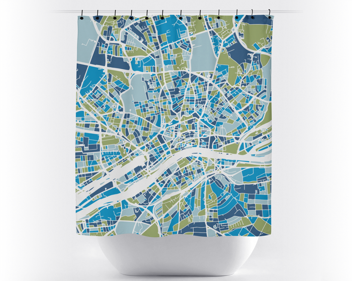 Frankfurt Map Shower Curtain - germany Shower Curtain - Chroma Series