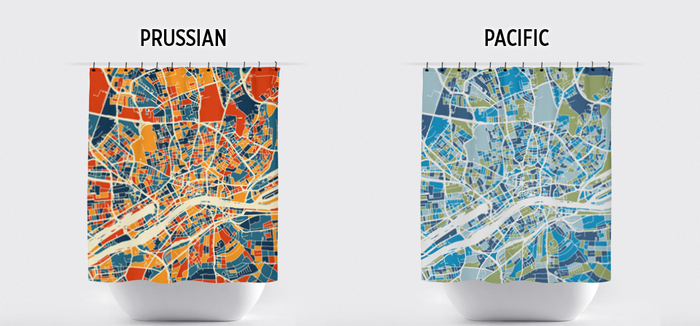 Frankfurt Map Shower Curtain - germany Shower Curtain - Chroma Series