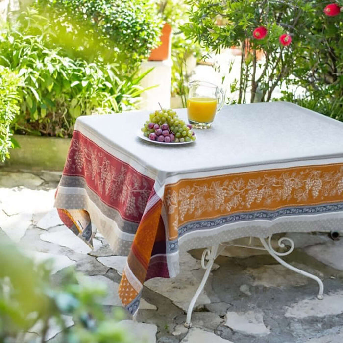 French Jacquard Provencal Cotton Tablecloth Winery Caramel by Tissus Toselli