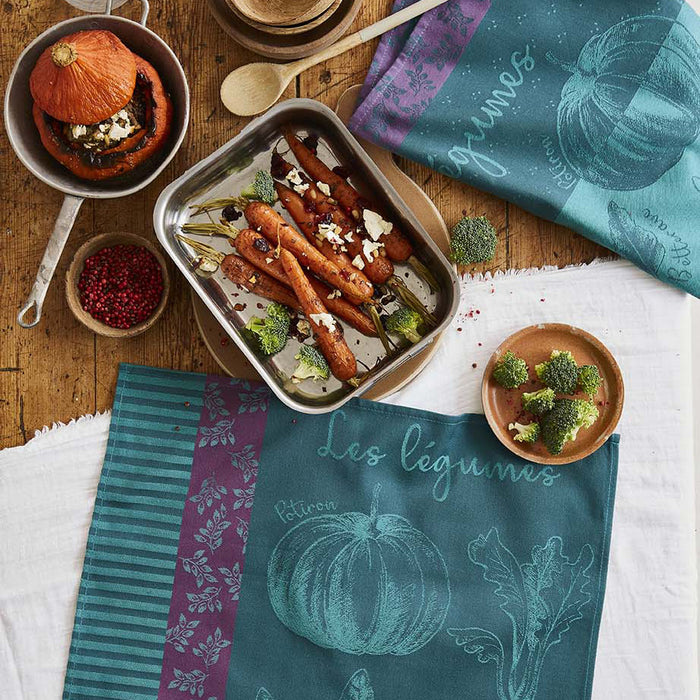Autumn Vegetable Garden (Potager d'Automne) French Jacquard Cotton Dish Towel by Coucke