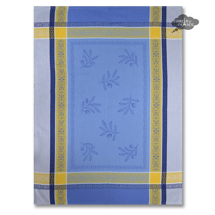 Olivea Blue & Yellow Cotton Jacquard Dish Towel by Tissus Toselli