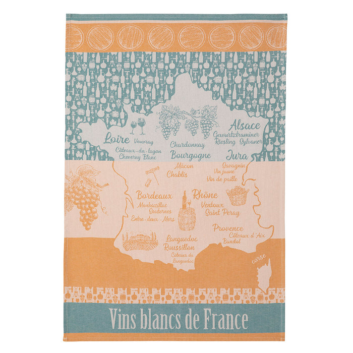 Vins Blancs de France French Jacquard Cotton Dish Towel by Coucke
