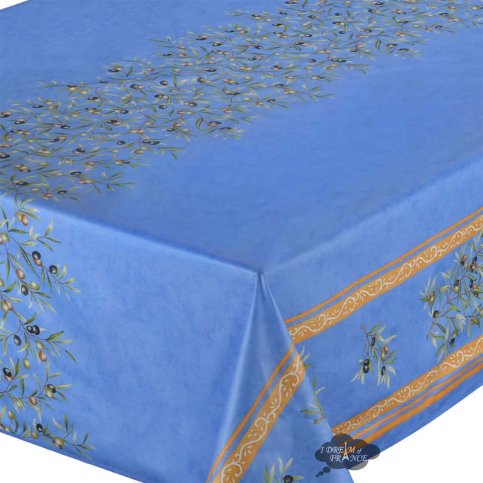 Acrylic coated tablecloth French Clos des Oliviers Blue Closeup