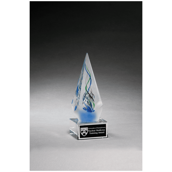 7.1" Frosted Glass Accent Arrow Art Glass on Clear Base