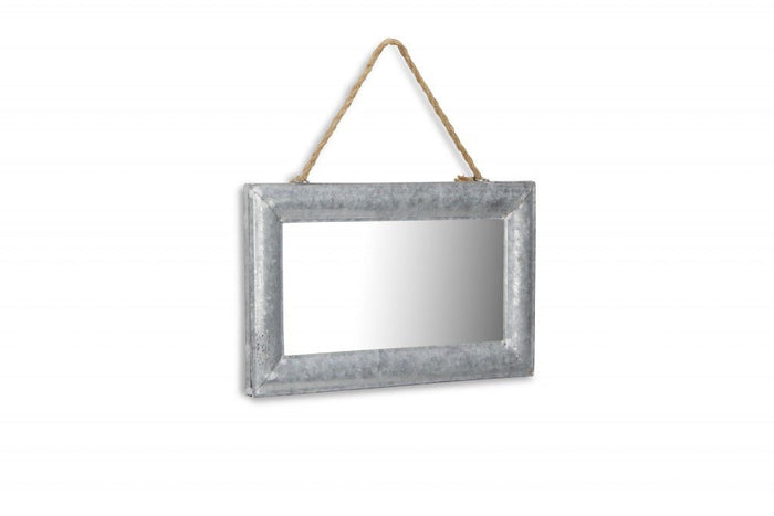 Galvanized Metal Hanging Wall Mirror | 8.5"x13.5"