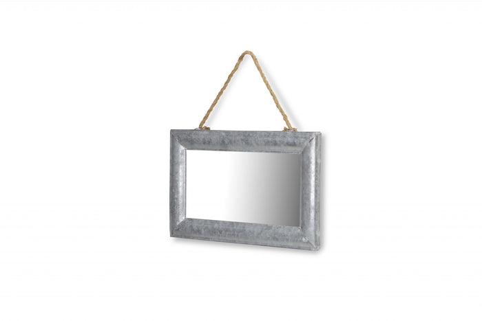 Galvanized Metal Hanging Wall Mirror | 8.5"x13.5"