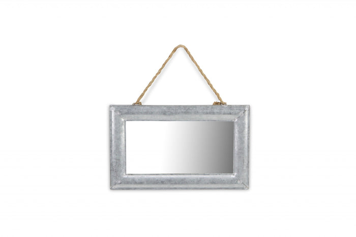 Galvanized Metal Hanging Wall Mirror | 8.5"x13.5"