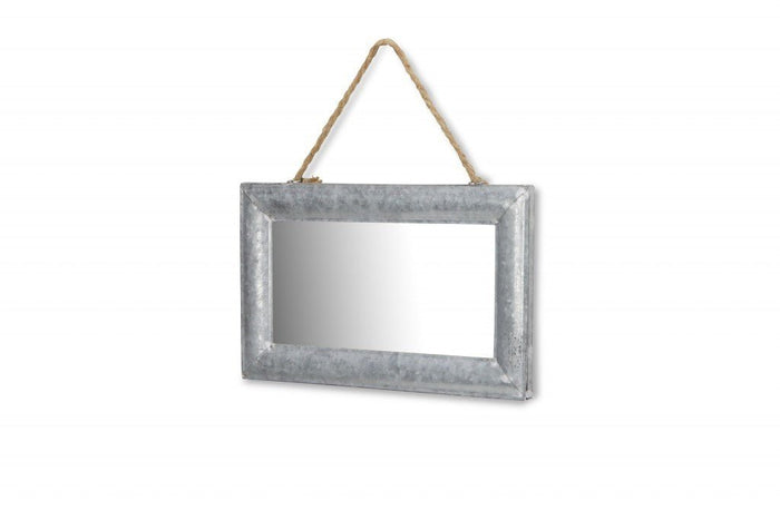 Galvanized Metal Hanging Wall Mirror | 8.5"x13.5"