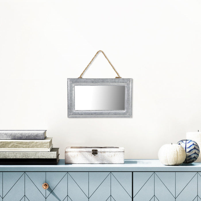 Galvanized Metal Hanging Wall Mirror | 8.5"x13.5"