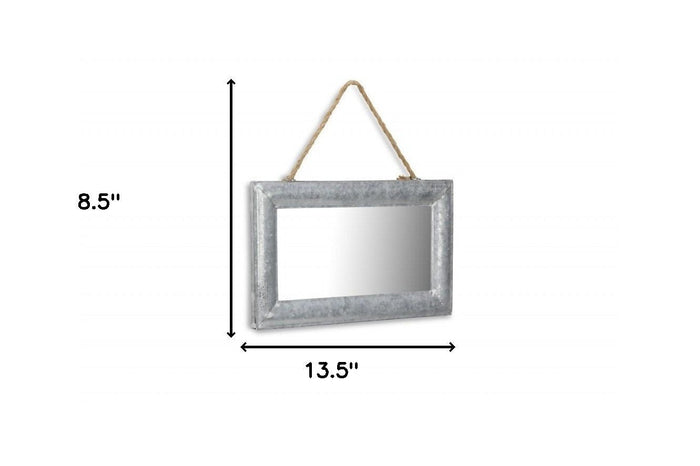 Galvanized Metal Hanging Wall Mirror | 8.5"x13.5"