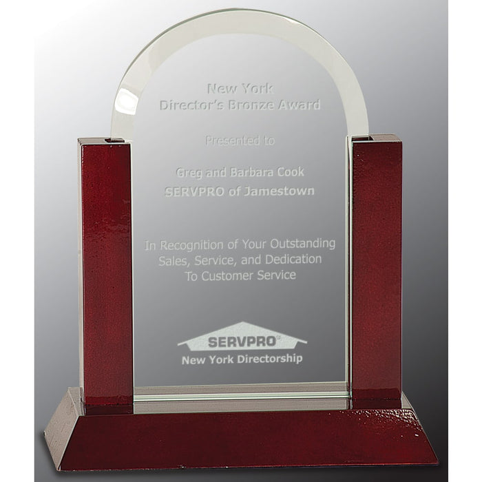 7" Gateway Jade Dome Glass Award with Rosewood Finish Base