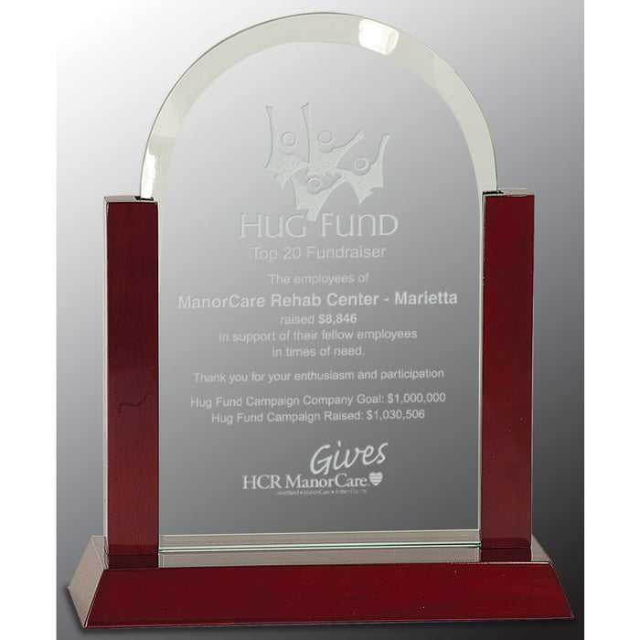 9" Gateway Jade Dome Glass Award with Rosewood Finish Base