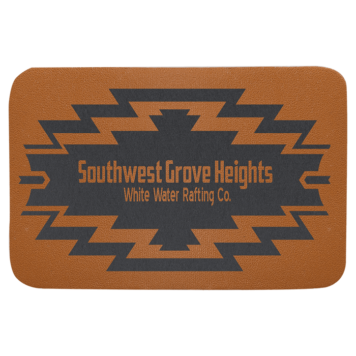 3" x 2" Rectangle Caramel Genuine Leather Patch w/Adhesive