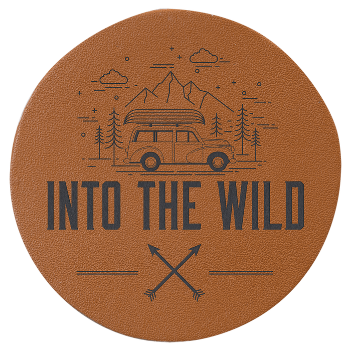2.5" Round Caramel Genuine Leather Patch with Adhesive
