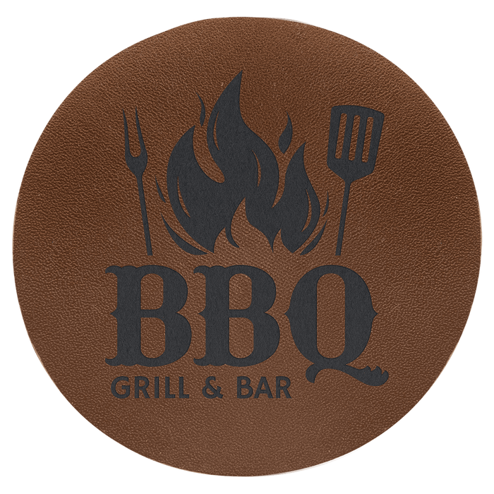2.5" Round Brown Genuine Leather Patch with Adhesive
