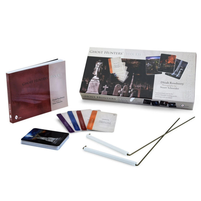The image features the 'Ghost Hunters' Tool Kit, displaying a somber yet evocative scene with an angelic figure overlooking a cemetery. The kit's contents are previewed.