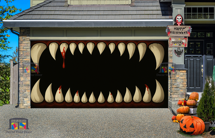 Giant Monster Teeth Garage Door Cover