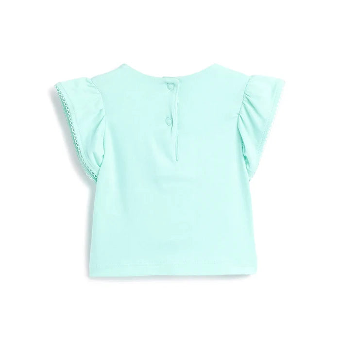 Girls Blue Cap Sleeves T-shirt