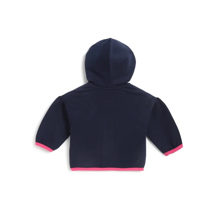 Girls Navy Blue Embroidered Jacket