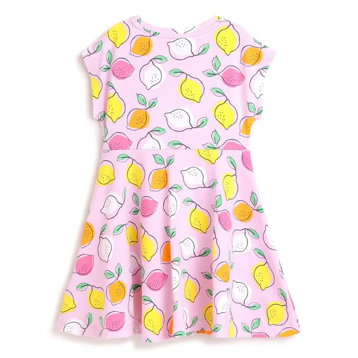Girls Pink Printed A-Line Dress