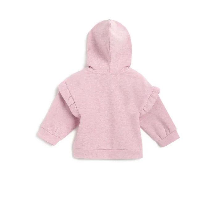 Girls Pink Solid Hooded Sweatshirt