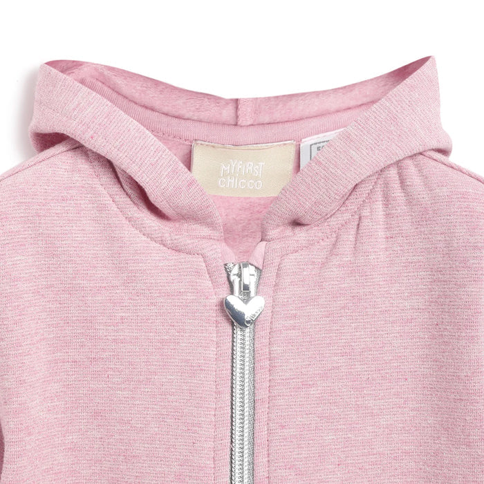 Girls Pink Solid Hooded Sweatshirt