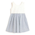 Girls White & Blue Printed Dress