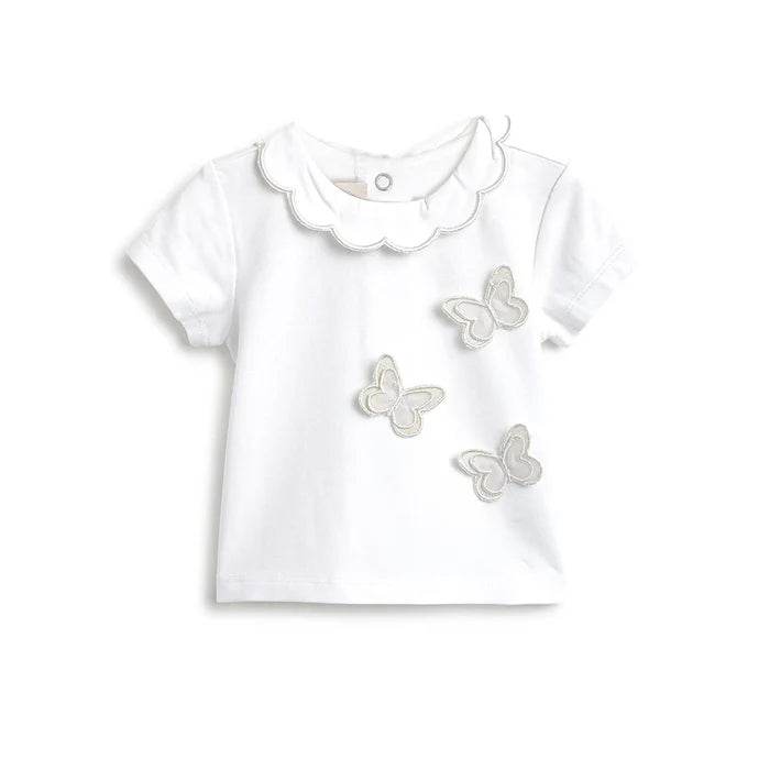 Girls White Embellished T-shirt