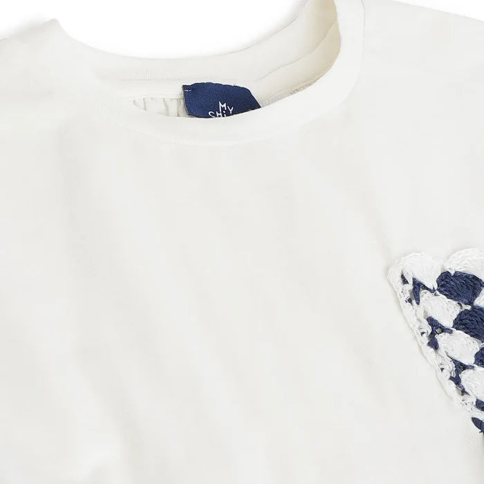 Girls White Embroidered T-shirt