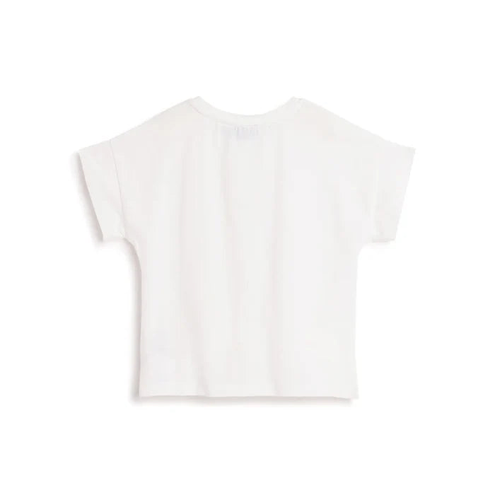 Girls White Floral Printed T-shirt