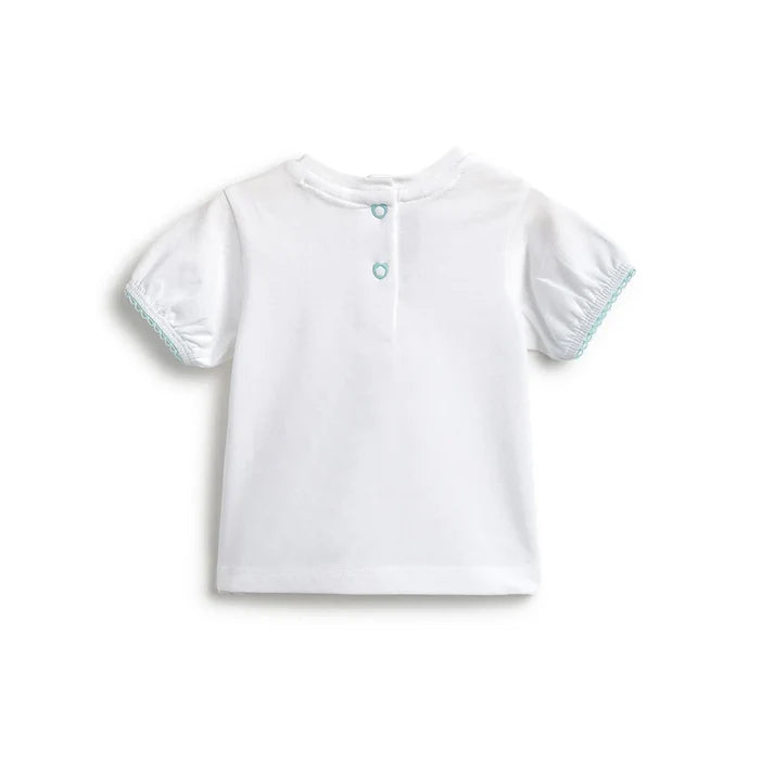 Girls White Floral Printed Top