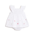 Girls White Printed Dress